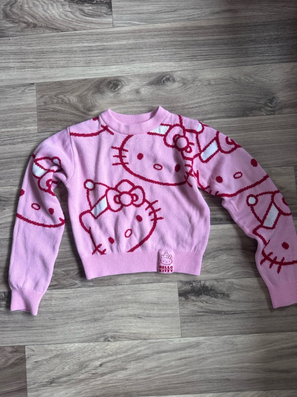 H &M Hello Kitty Pink and Red Crewneck Sweater